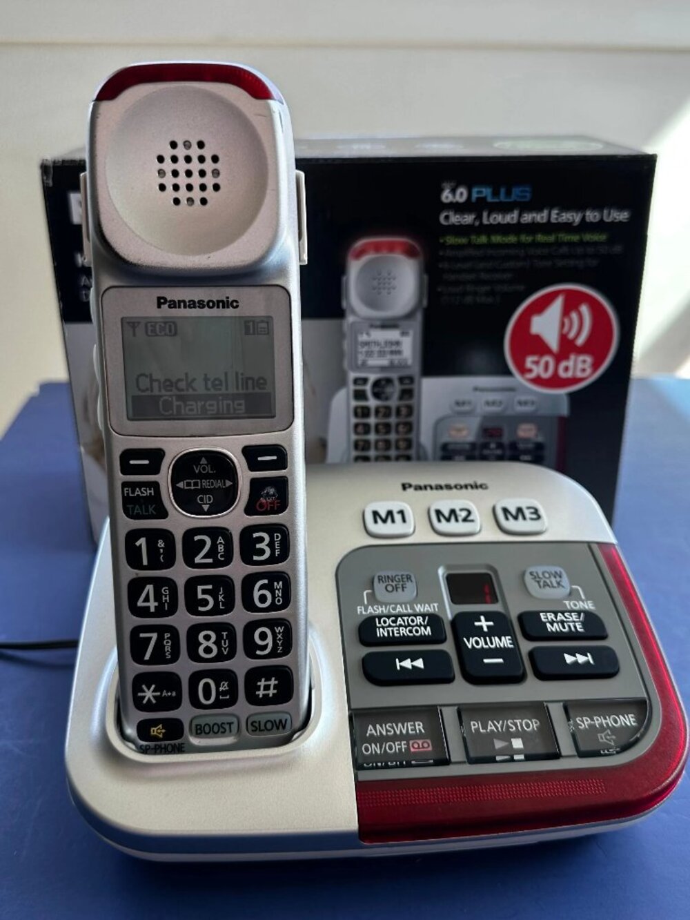 Panasonic KX-TGM450S Silver Amplified Cordless Phone DECT 6.0 TESTED